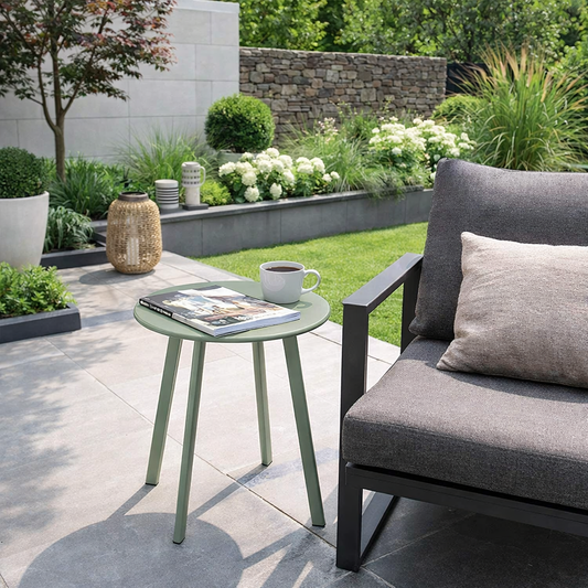 Bijzettafel rond mat groen voor buiten - voor binnen - salontafel