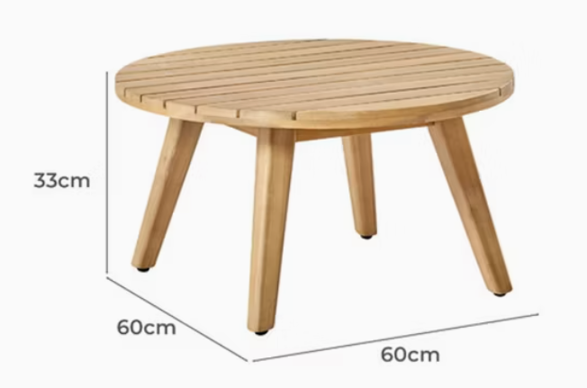 Ronde bijzettafel set hout en metaal voor tuin - Ø 50cm en Ø 60cm