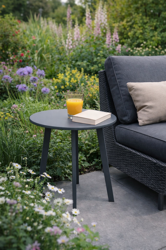 Bijzettafel rond antraciet voor buiten - voor binnen - salontafel
