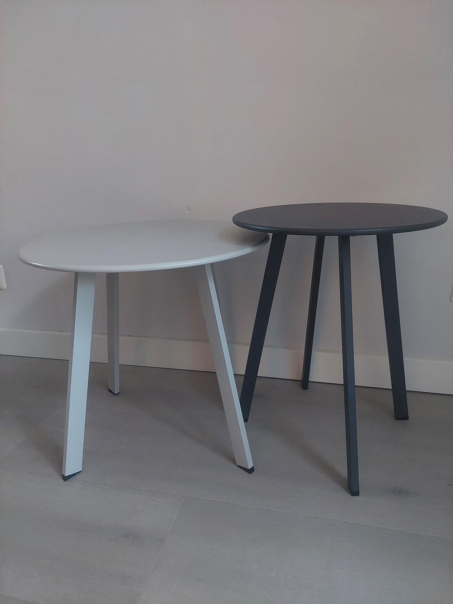 Bijzettafel set voor buiten - antraciet en lichtgrijs - rond