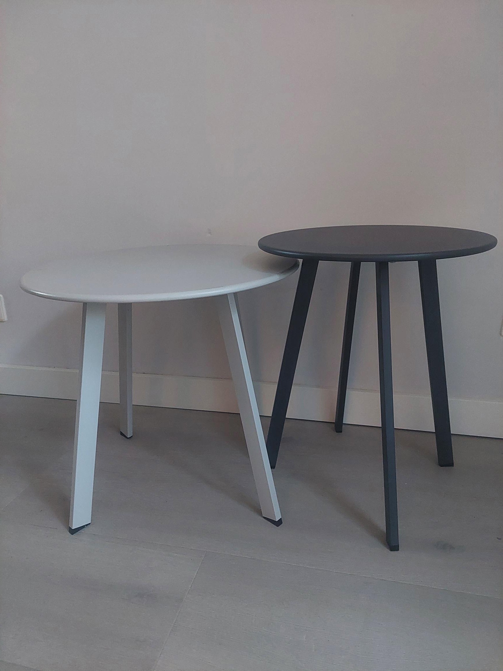 Bijzettafel set voor buiten - licht grijs - antraciet - metaal