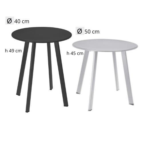 Bijzettafel set voor buiten - antraciet en lichtgrijs - rond