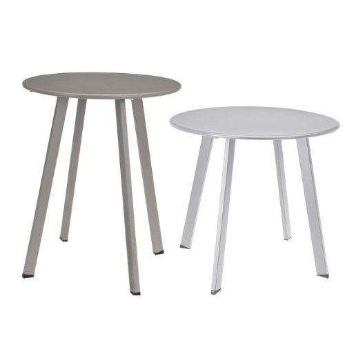 Bijzettafel set voor buiten - licht grijs & taupe - bijzettafel voor binnen - rond