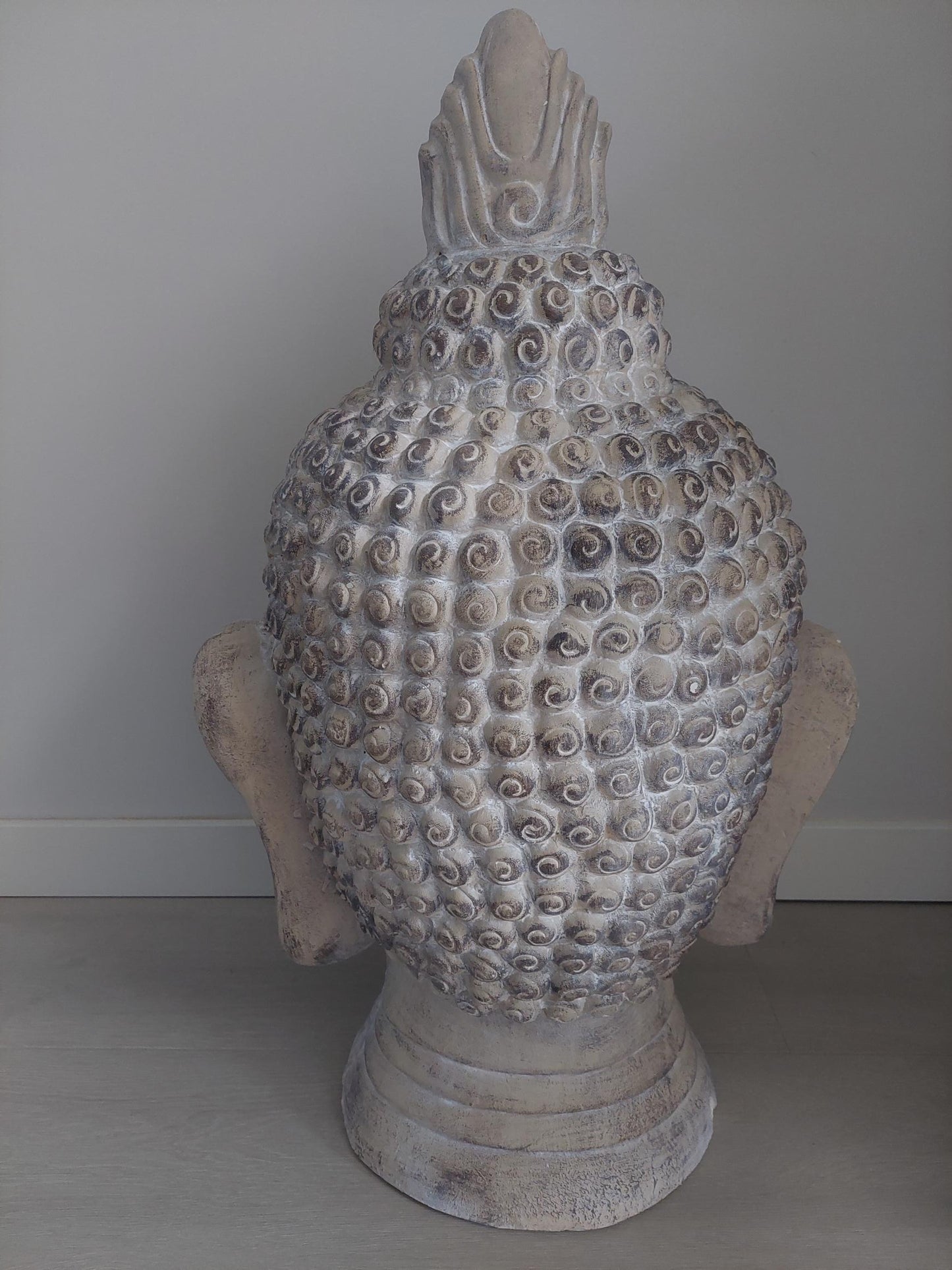 Boeddha tuinbeeld hoofd - creme - achterkant