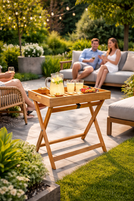Dienbladtafel - hout - Afneembaar - Inklapbaar - Dienblad voor buiten - binnen