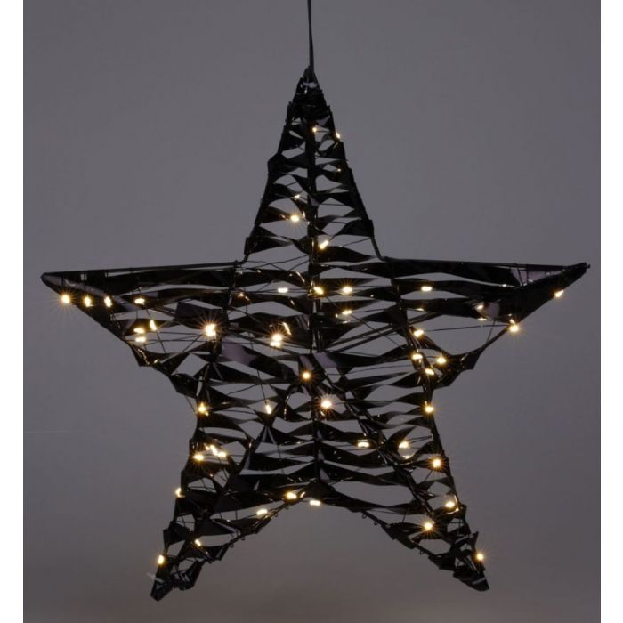 Kerstster met LED Verlichting – 40 cm – Zwart – Binnen