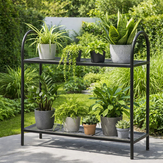 Plantenrek - Plantenstandaard - Mat - zwart - mesh - Bloemenrek - buiten - binnen
