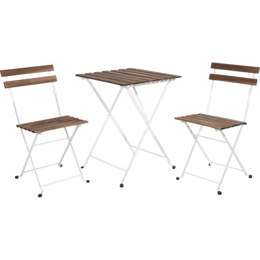 Wit - metaal - hout - 3-delig - bistroset