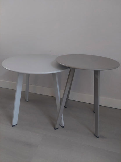Bijzettafel set voor buiten - taupe en licht grijs - rond