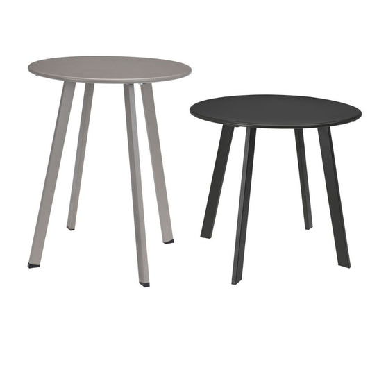 Bijzettafel Set van 2 Metaal - Rond - Binnen en Buiten - Antraciet & Taupe - Ø 50/40 cm