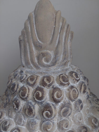 Boeddha tuinbeeld hoofd - creme - detail