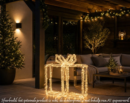 Kerstcadeau LED Verlichting – 24 cm – Warm Wit – 80 LED – Timer – Binnen & Buiten