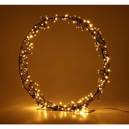 Verlichte Zwarte Kerstkrans op Standaard – Ø 40cm – 200 LED Warm Wit – Slimme Timer – Kerstversiering Buiten & Binnen