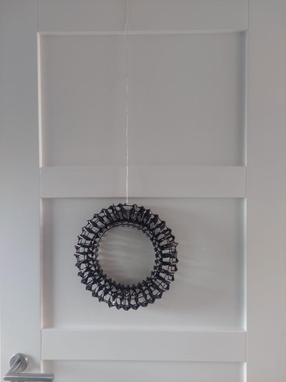 Kerstversiering - kerstkrans - zwart - rond - Led - 30cm