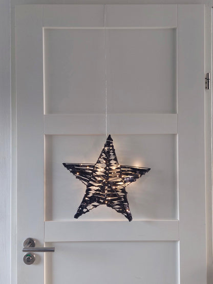 Kerstster met LED Verlichting – 40 cm – Zwart – Binnen