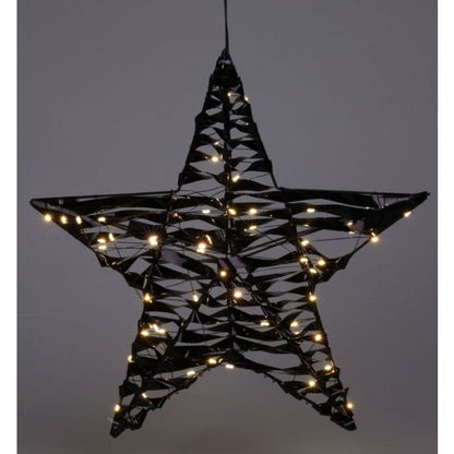 Kerstversiering set - krans en ster - zwart Ø 30cm en 40cm - LED