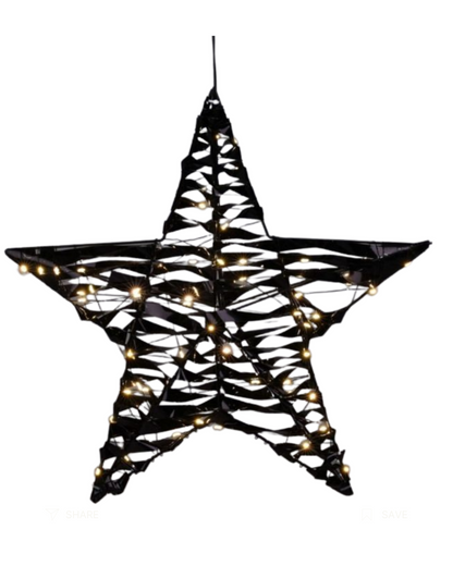 Kerstster met LED Verlichting – 40 cm – Zwart – Binnen