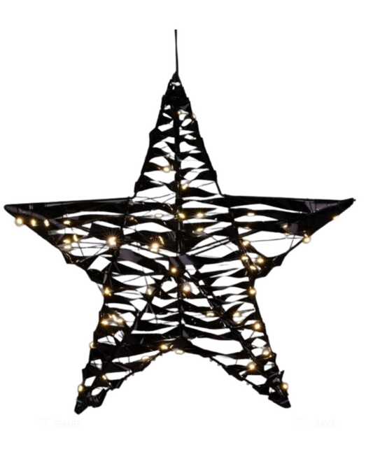 Kerstster met LED Verlichting – 40 cm – Zwart – Binnen
