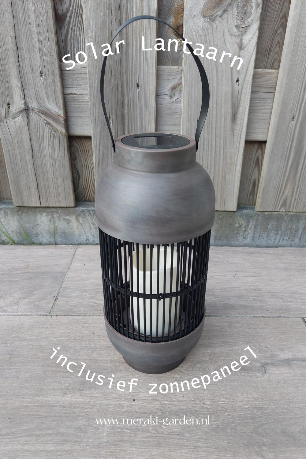 Solar Lantaarn met Kaars - Tuinverlichting