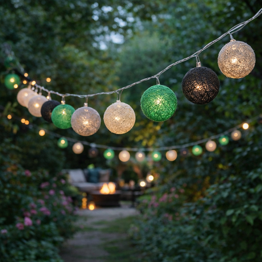 Decoratieslinger lampion groen met LED-verlichting