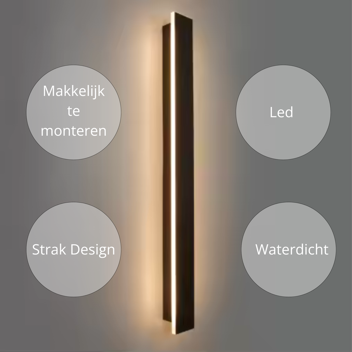 Moderne Wandlamp Buiten – 80cm Zwart IP65 – Gevel & Tuinverlichting