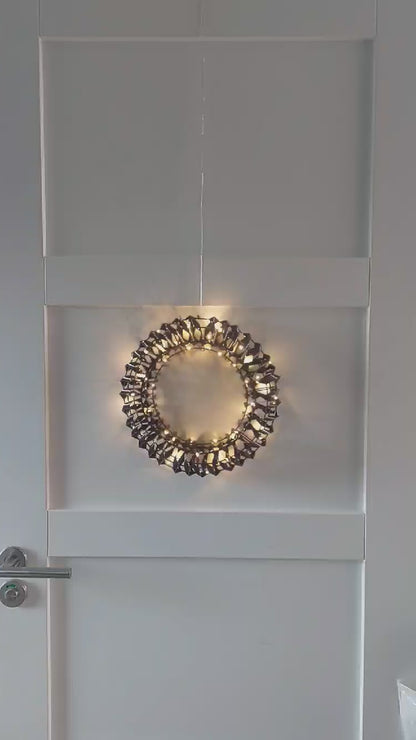Kerstversiering - kerstkrans - zwart - rond - Led - 30cm